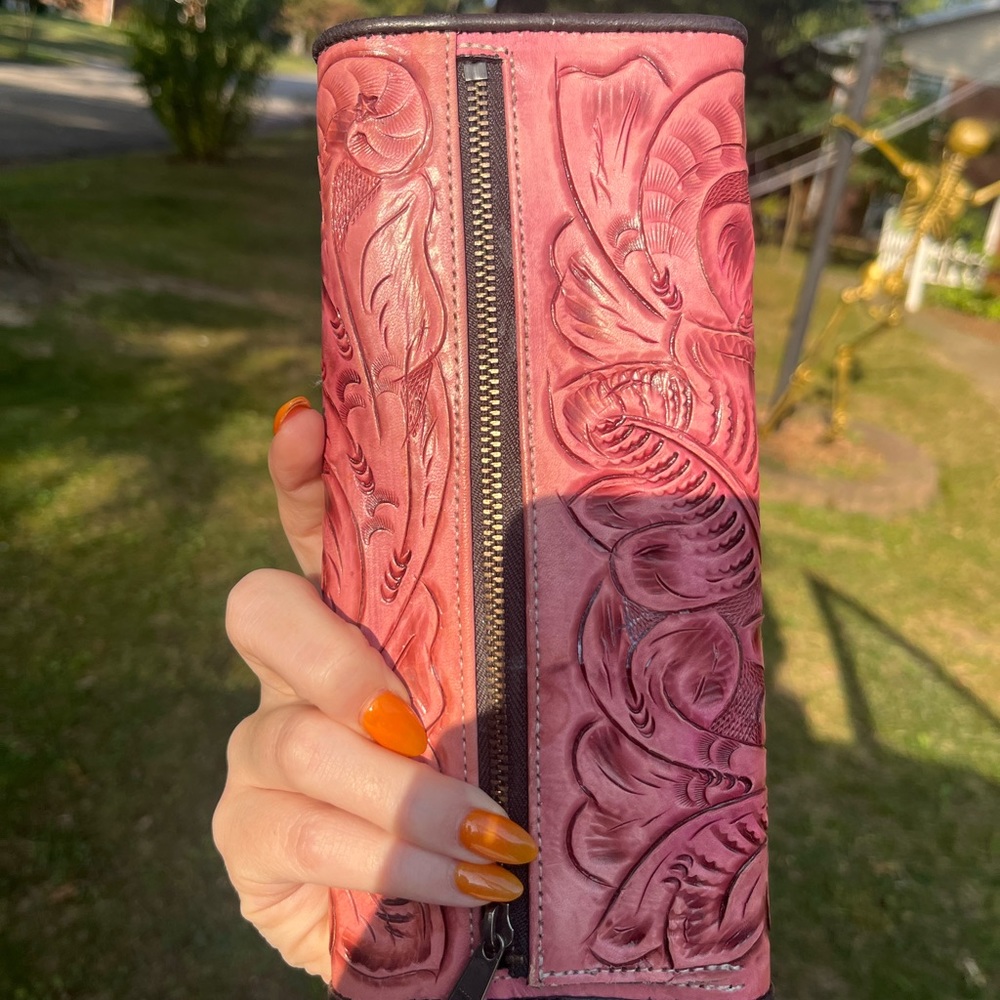 Juan Antonio pink tooled wallet